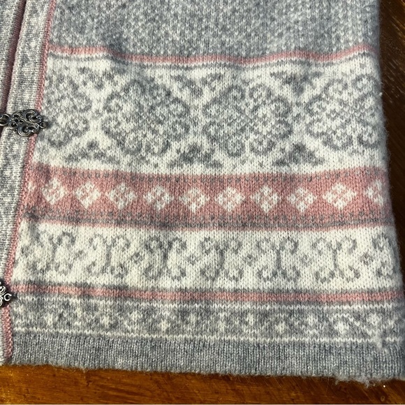 Carroll Reed Fair Isle Celtic Pink and Gray Wool Sweater Jacket Size XL Winter - Picture 10 of 14